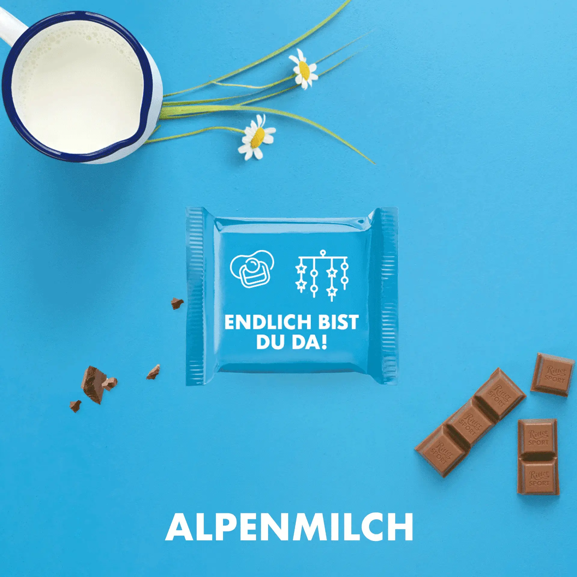 Personalisierbare Ritter Sport Tafel in verschiedenen Sorten – individuelles Verpackungsdesign, 100g